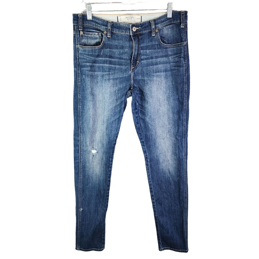 Womens Abercrombie & Fitch Skinny Jeans Perfect Stretch Blue Denim Distressed 8